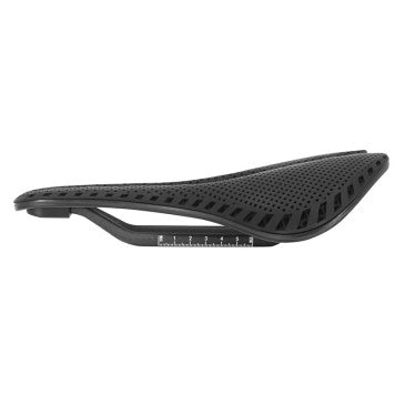 SELLE 3D CARBONE T801 NOIR OUVERTE 245x143 RAIL CARBONE BASE NYLON MAT